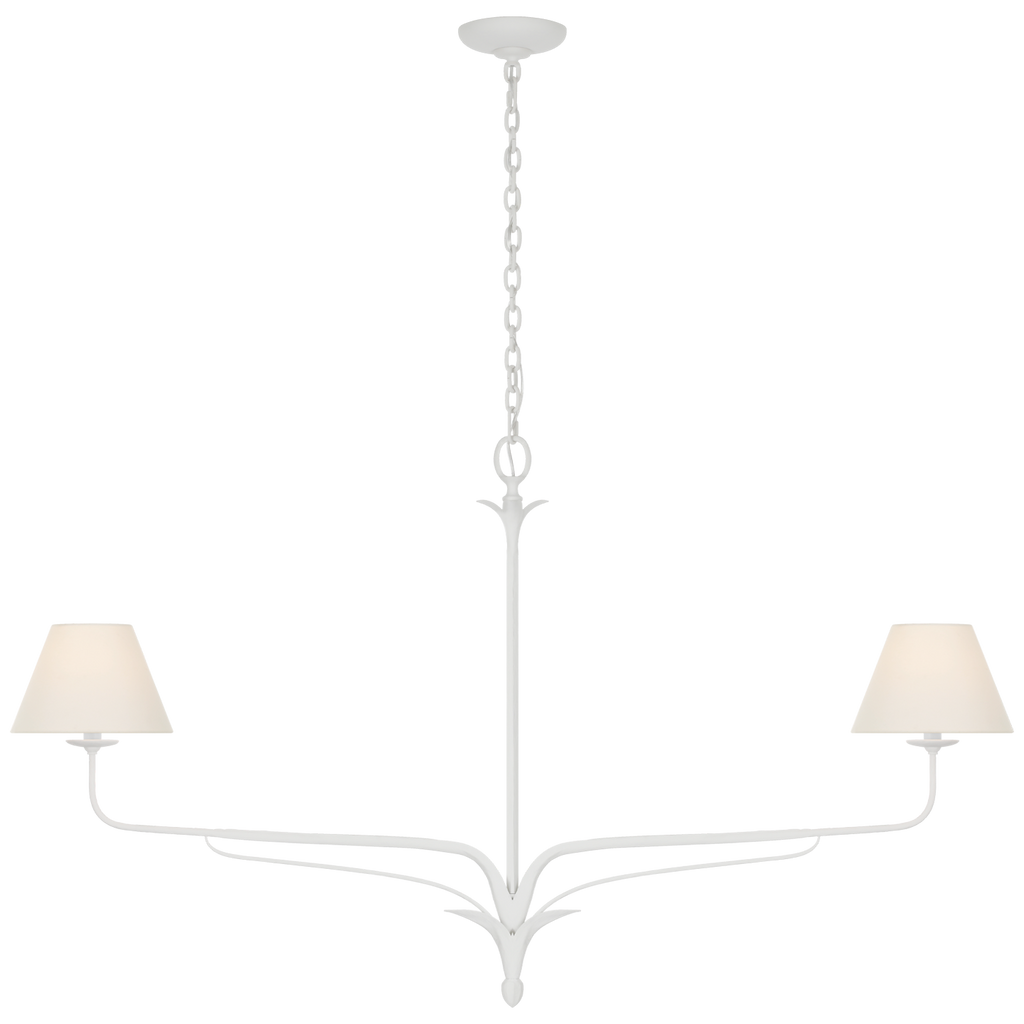 Amalfi 57" Linear Chandelier | Plaster White | Linen Shades