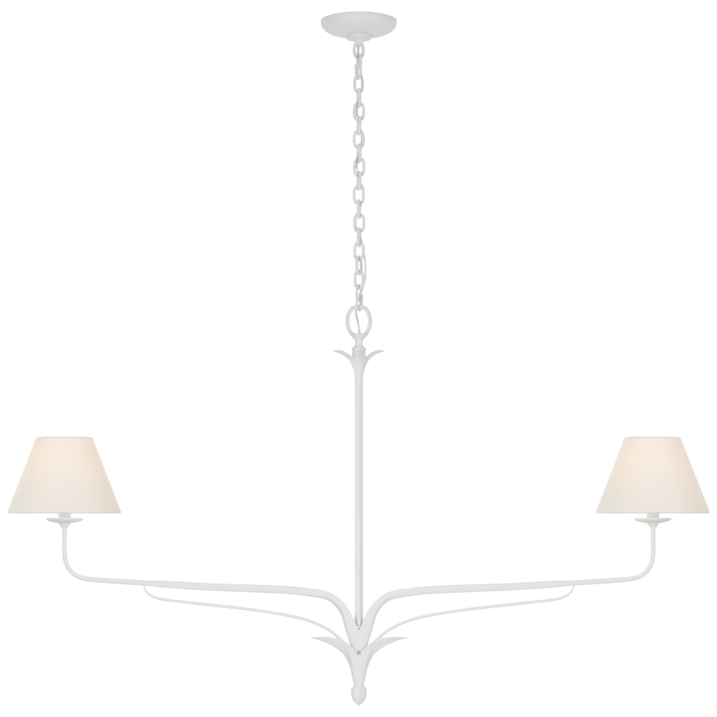 Amalfi 57" Linear Chandelier | Plaster White | Linen Shades