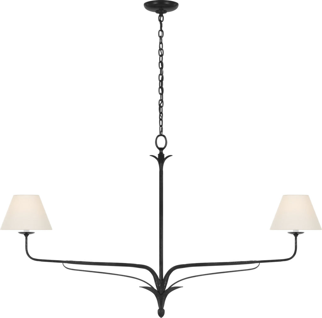 Amalfi 57" Linear Chandelier | Waxed Black | Linen Shades