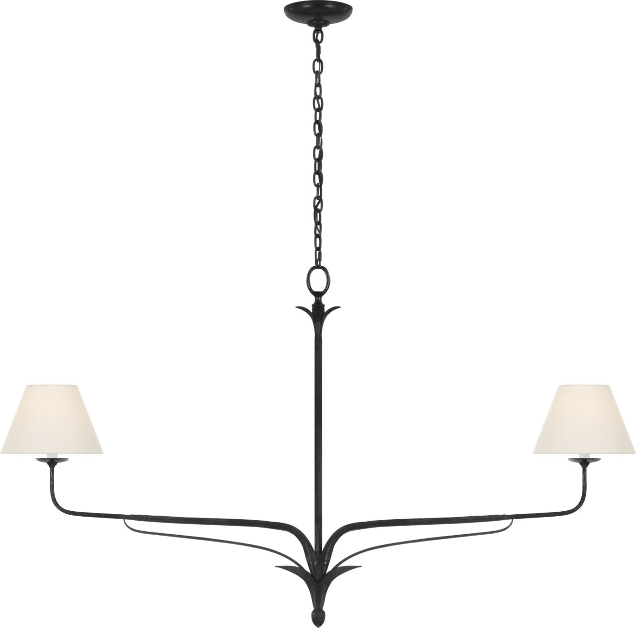 Amalfi 57" Linear Chandelier | Waxed Black | Linen Shades