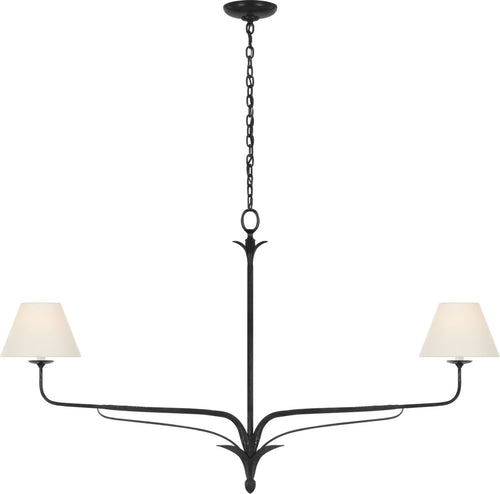 Amalfi 57" Linear Chandelier | Waxed Black | Linen Shades