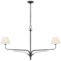 Amalfi 57" Linear Chandelier | Waxed Black | Linen Shades