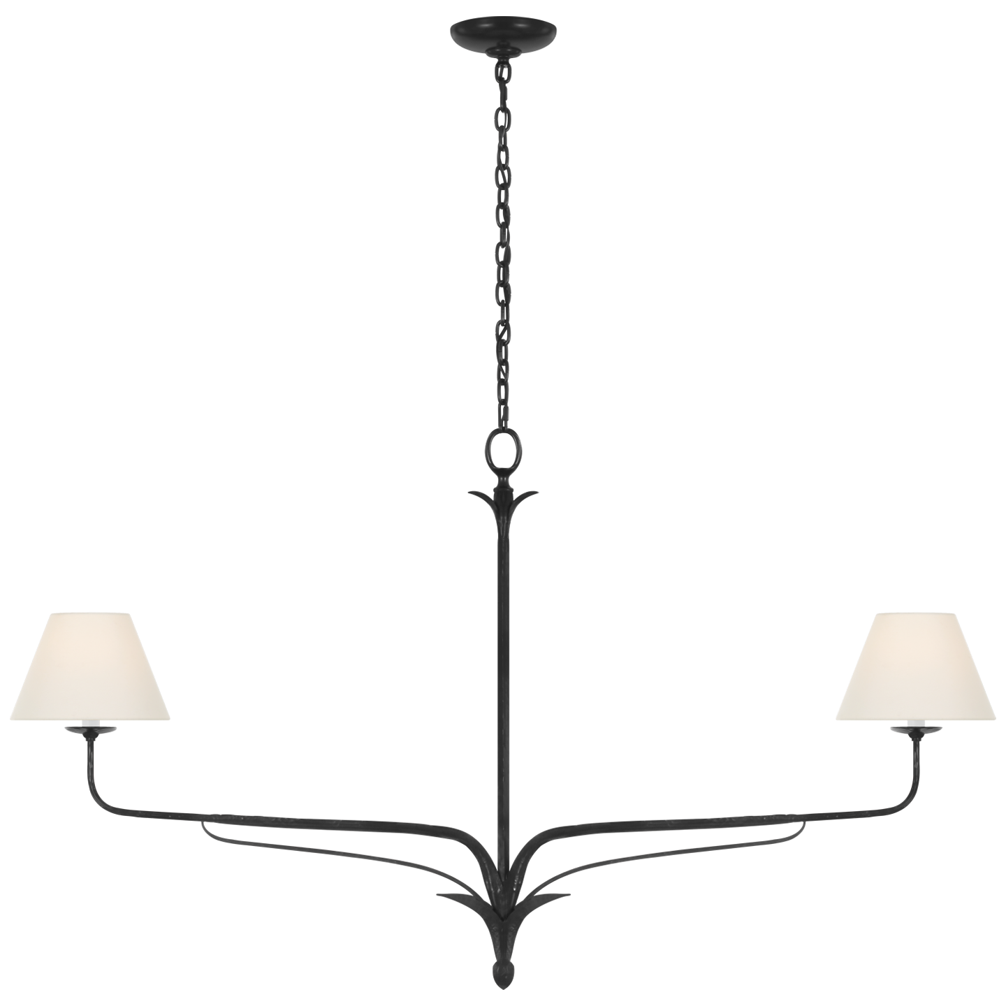 Amalfi 57" Linear Chandelier | Waxed Black | Linen Shades