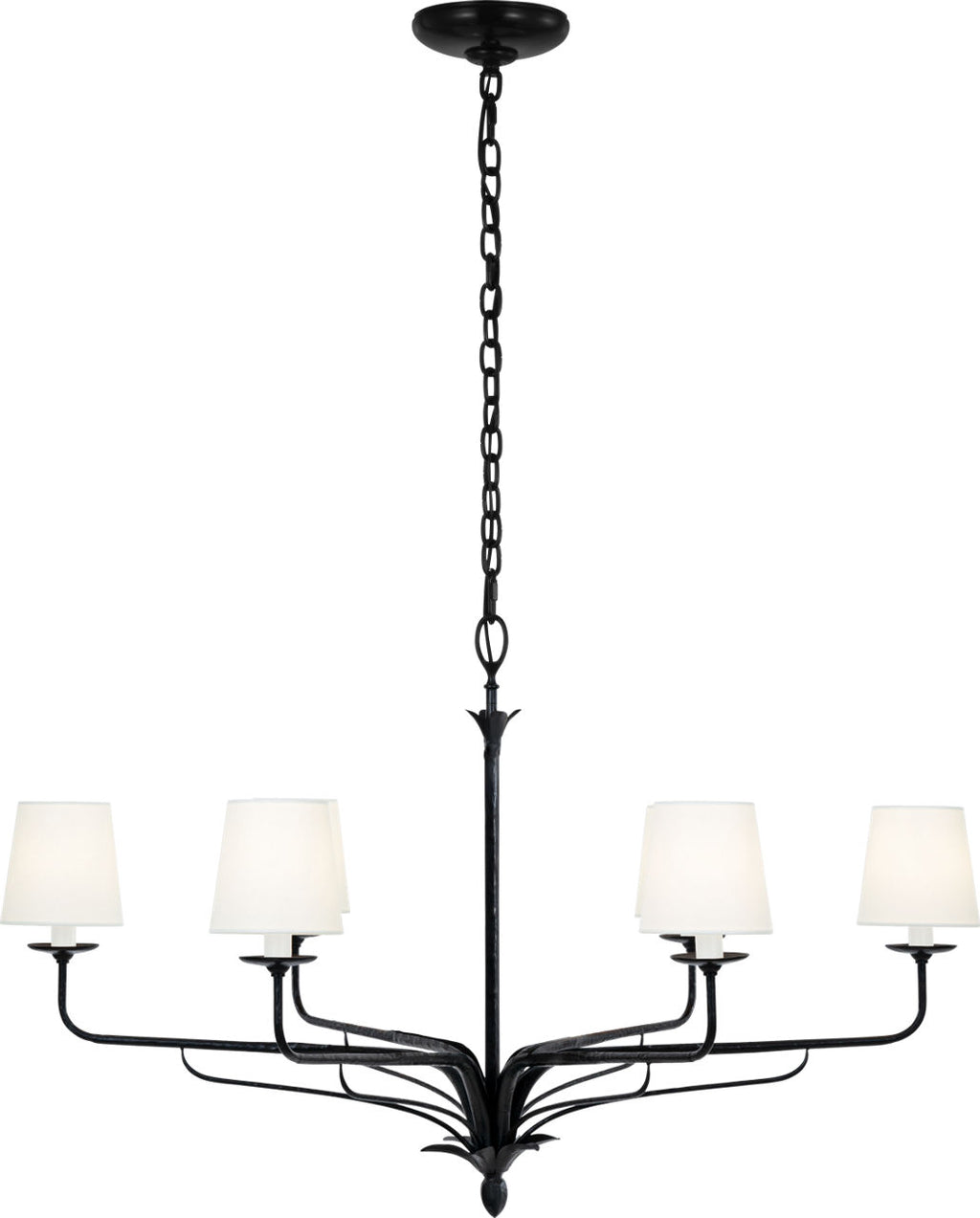 Amalfi 41" Chandelier | Waxed Black | Linen Shades