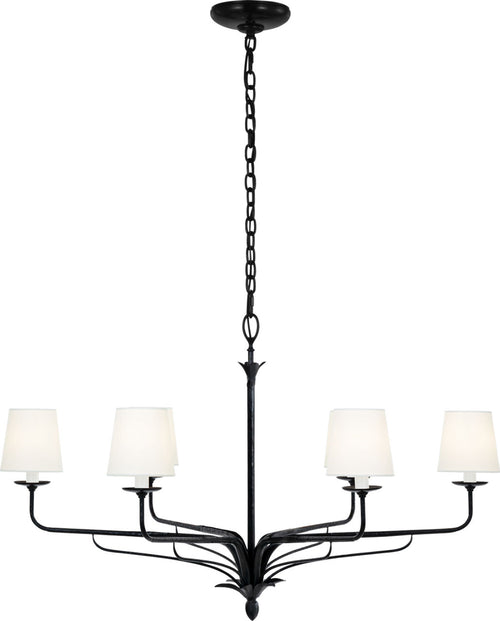 Amalfi 41" Chandelier | Waxed Black | Linen Shades