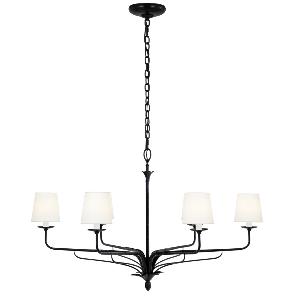 Amalfi 41" Chandelier | Waxed Black | Linen Shades