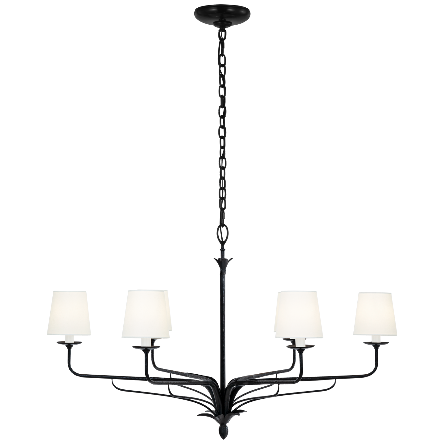 Amalfi 41" Chandelier | Waxed Black | Linen Shades