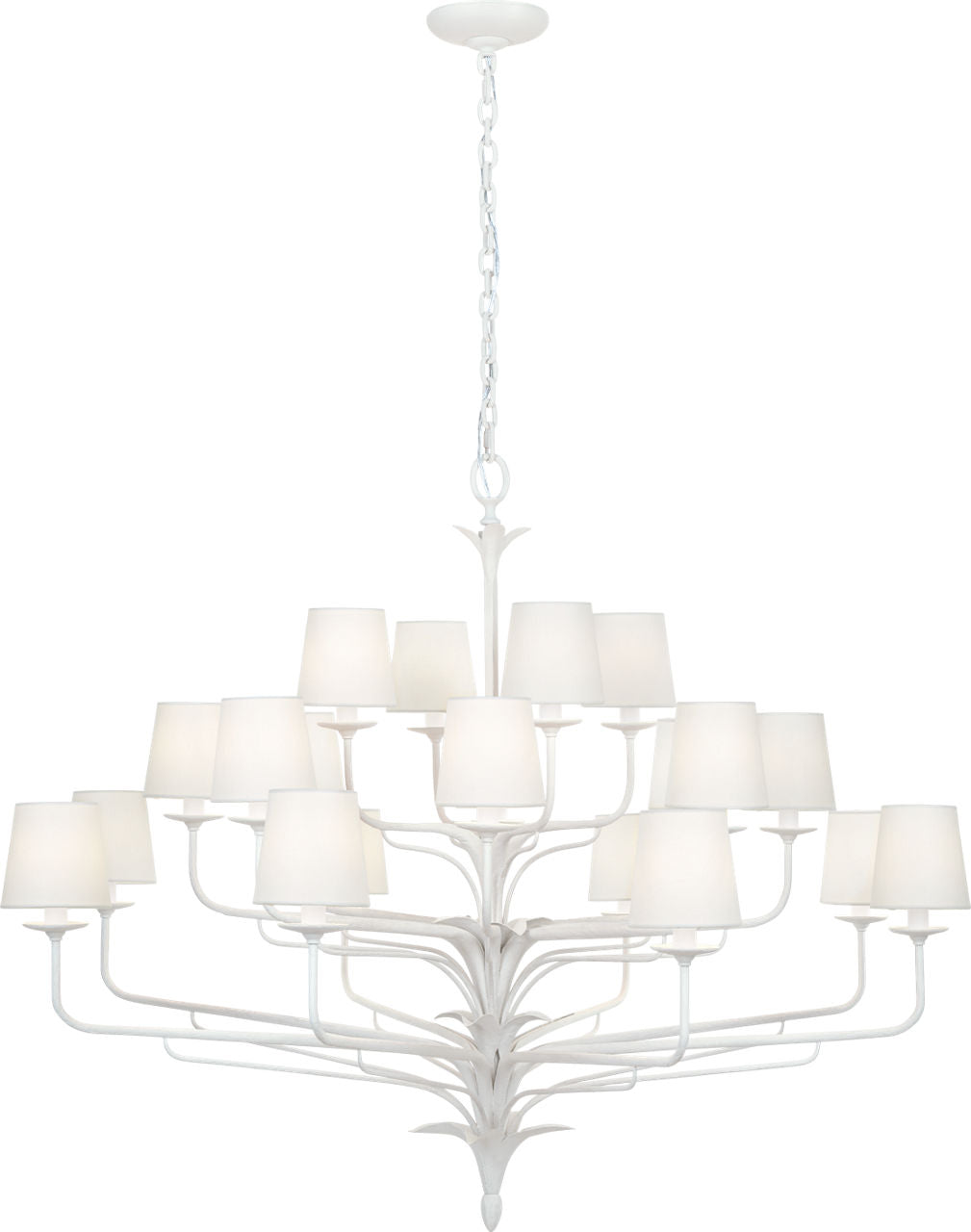 Amalfi 50" Three-Tiered Chandelier | Plaster White | Linen Shades