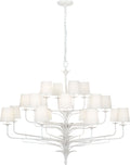 Amalfi 50" Three-Tiered Chandelier | Plaster White | Linen Shades
