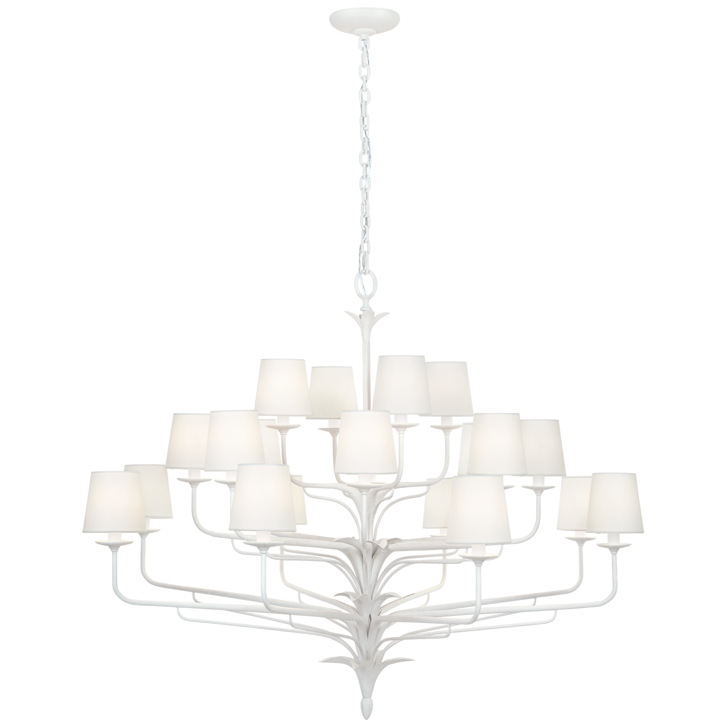 Amalfi 50" Three-Tiered Chandelier | Plaster White | Linen Shades