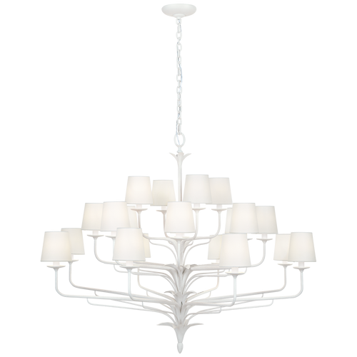 Amalfi 50" Three-Tiered Chandelier | Plaster White | Linen Shades
