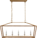 Darlana Medium Rattan Wrapped Linear Lantern | Antique-Burnished Brass and Natural Rattan