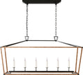 Darlana Large Rattan Wrapped Linear Lantern | Aged Iron and Natural Rattan