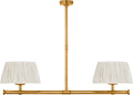 Marion 56" Linear Chandelier | Antique-Burnished Brass | Champage Silk Pleated Shades