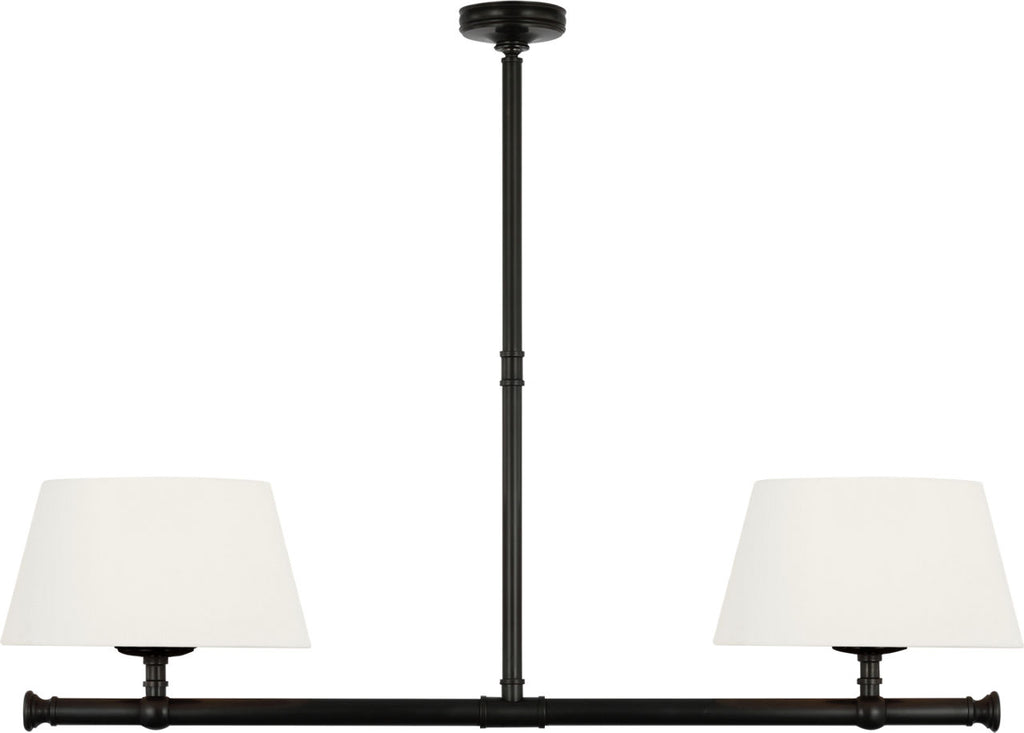 Marion 56" Linear Chandelier | Bronze | Linen Shades