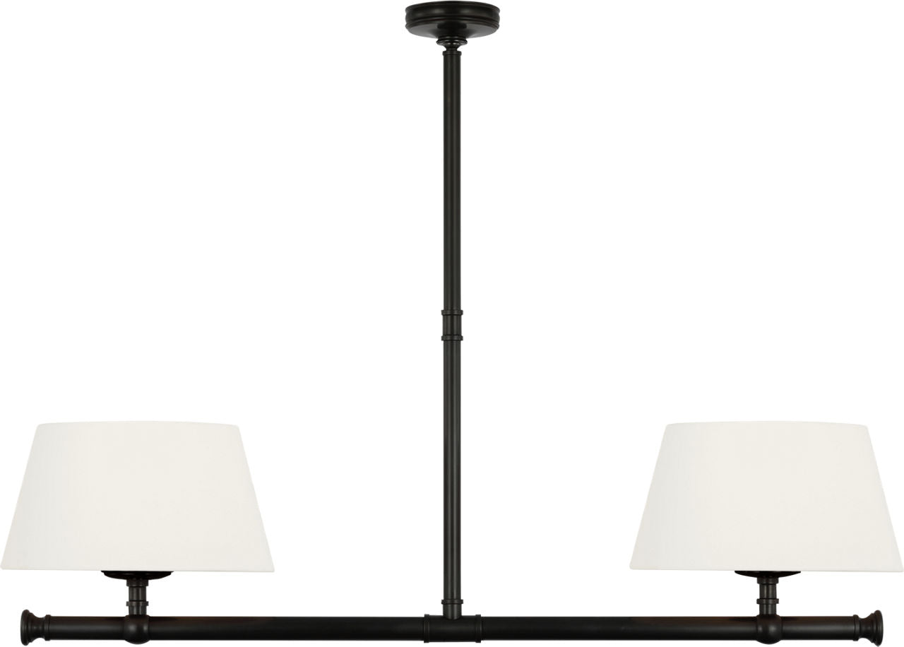 Marion 56" Linear Chandelier | Bronze | Linen Shades