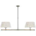 Marion 56" Linear Chandelier | Polished Nickel | Champage Silk Pleated Shades