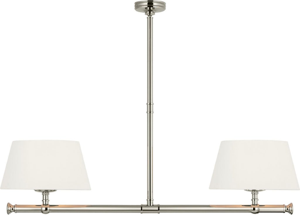 Marion 56" Linear Chandelier | Polished Nickel | Linen Shades