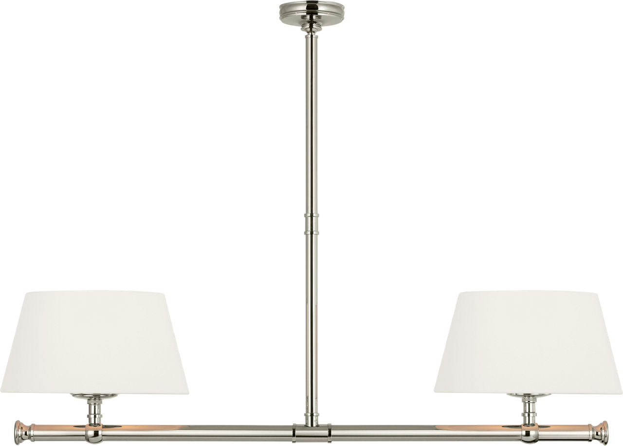 Marion 56" Linear Chandelier | Polished Nickel | Linen Shades