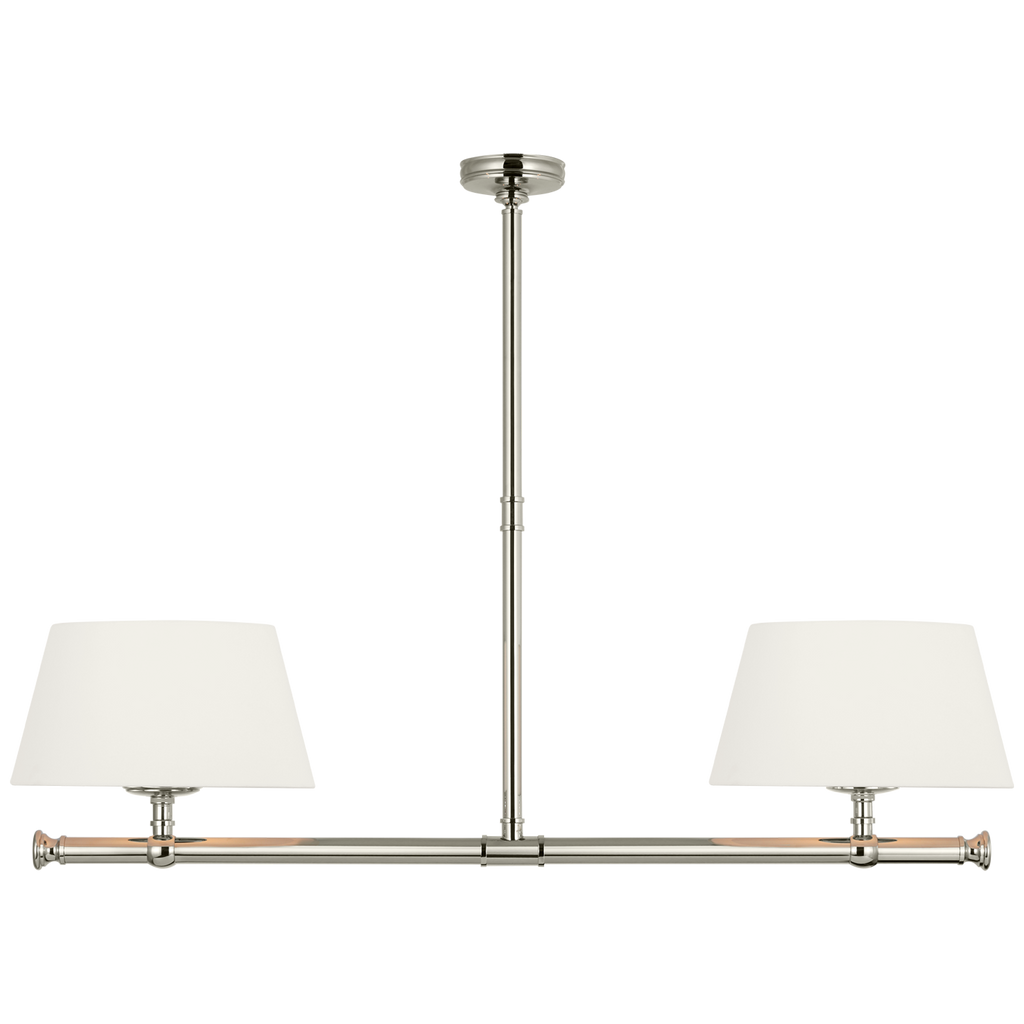 Marion 56" Linear Chandelier | Polished Nickel | Linen Shades