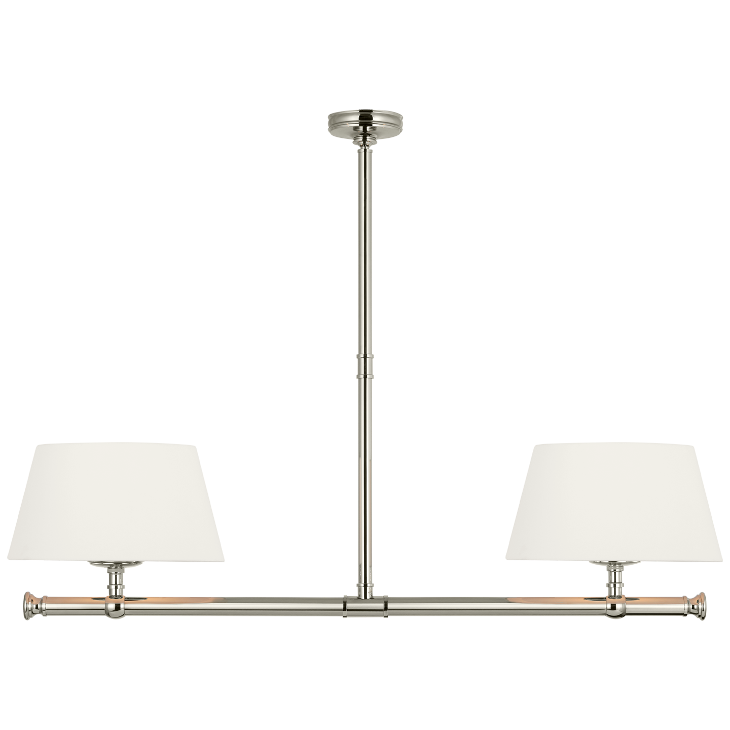 Marion 56" Linear Chandelier | Polished Nickel | Linen Shades