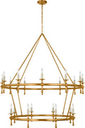 Classic 54" Two-Tier Ring Chandelier | Antique-Burnished Brass