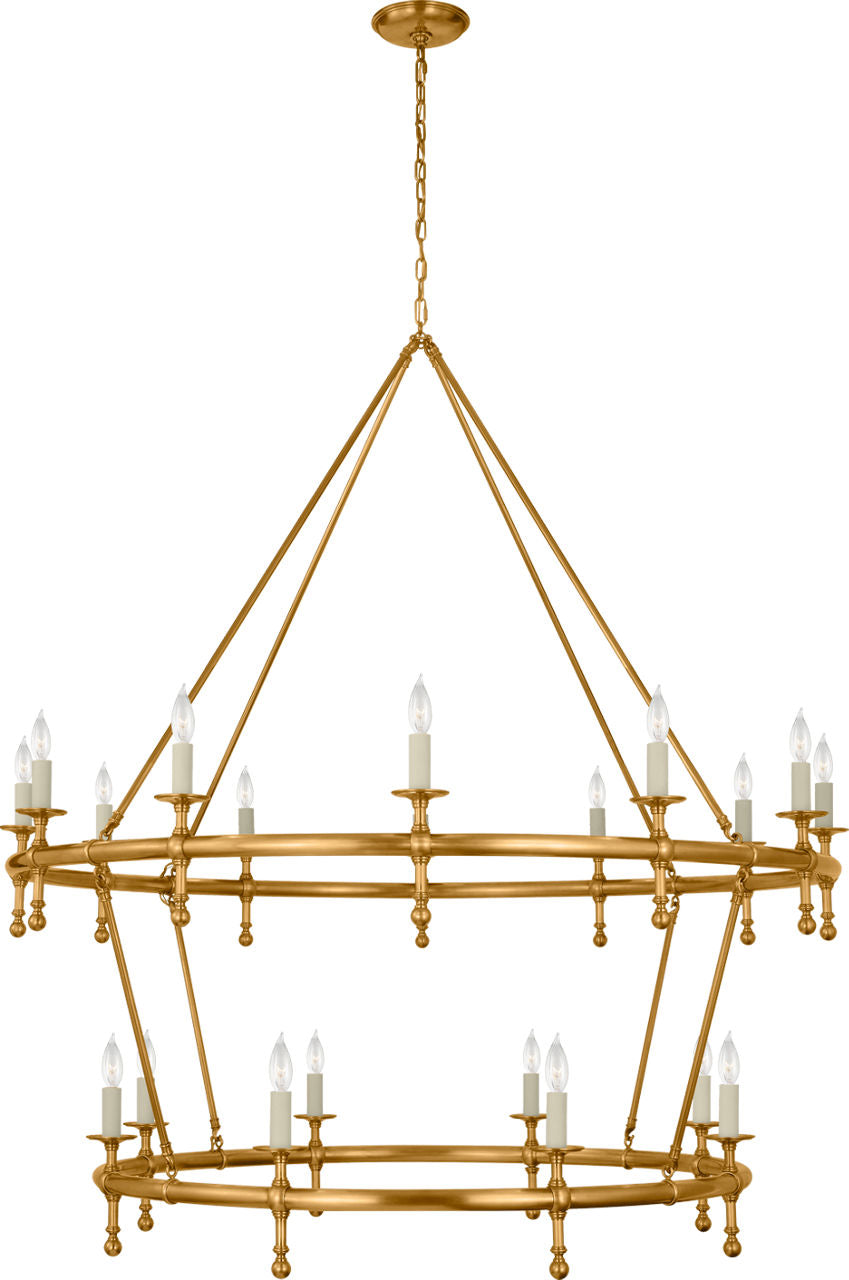 Classic 54" Two-Tier Ring Chandelier | Antique-Burnished Brass