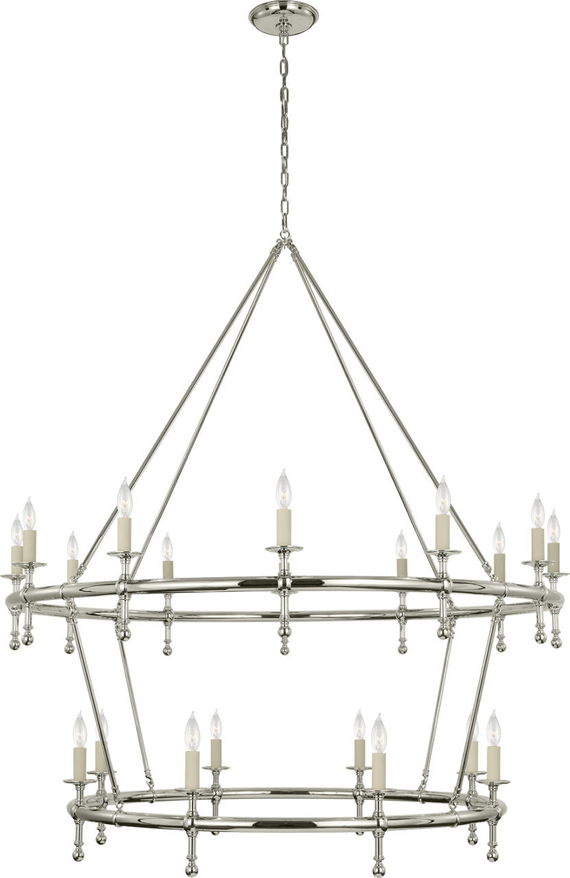 Classic 54" Two-Tier Ring Chandelier | Polished Nickel