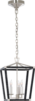 Darlana Mini Wrapped Lantern | Polished Nickel and Black Rattan