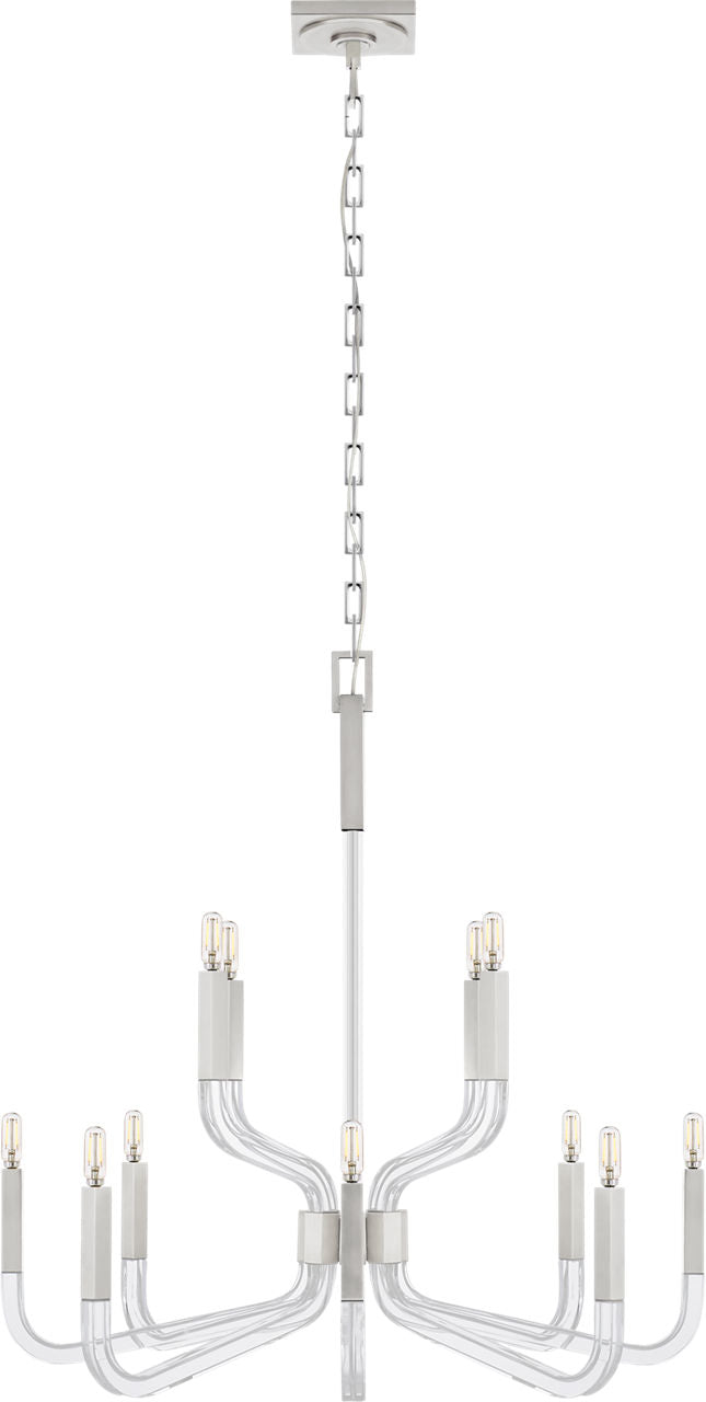 Reagan Medium Two Tier Chandelier | Polished Nickel and Crystal