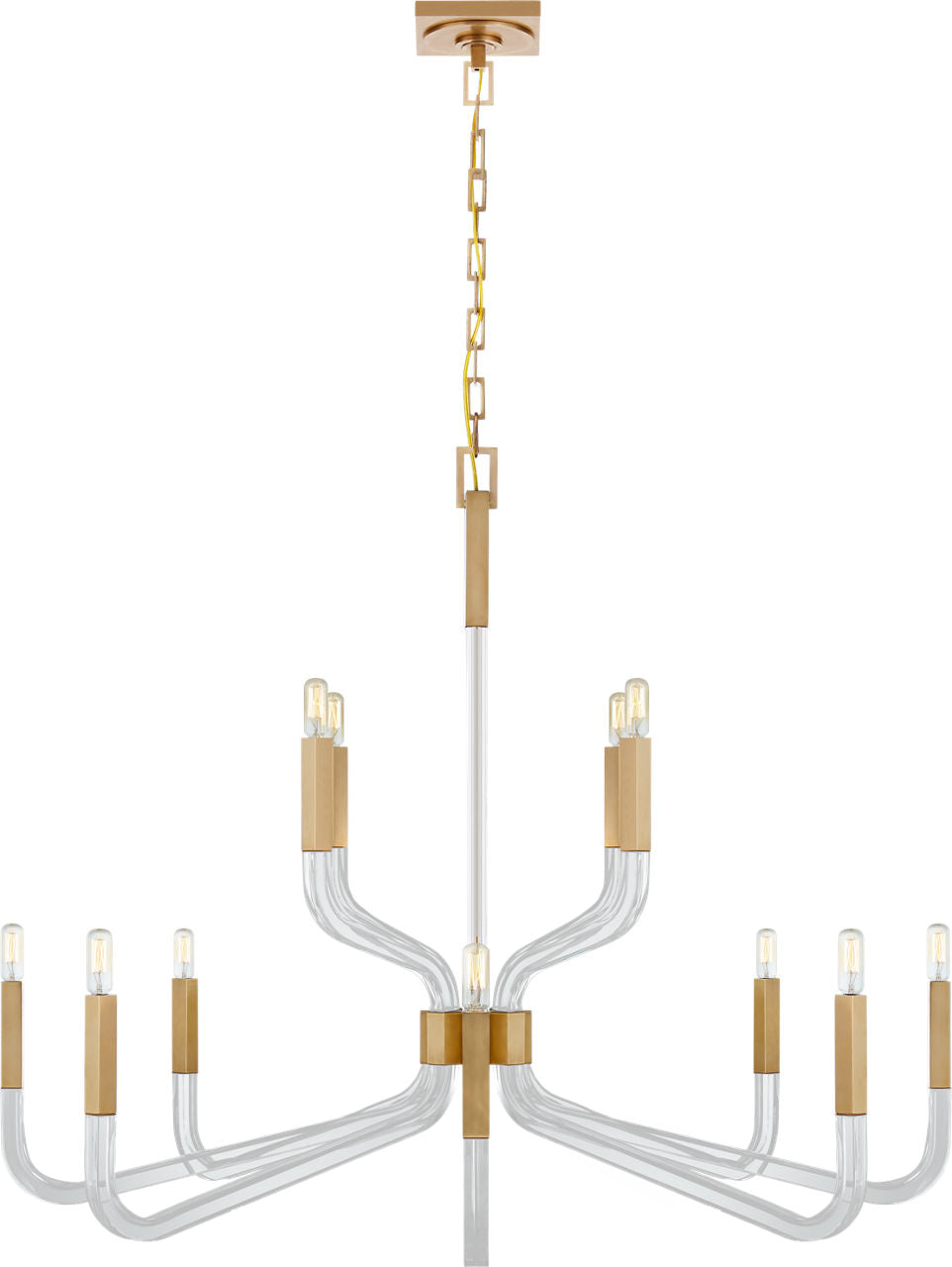 Reagan Grande Two Tier Chandelier | Antique-Burnished Brass and Crystal