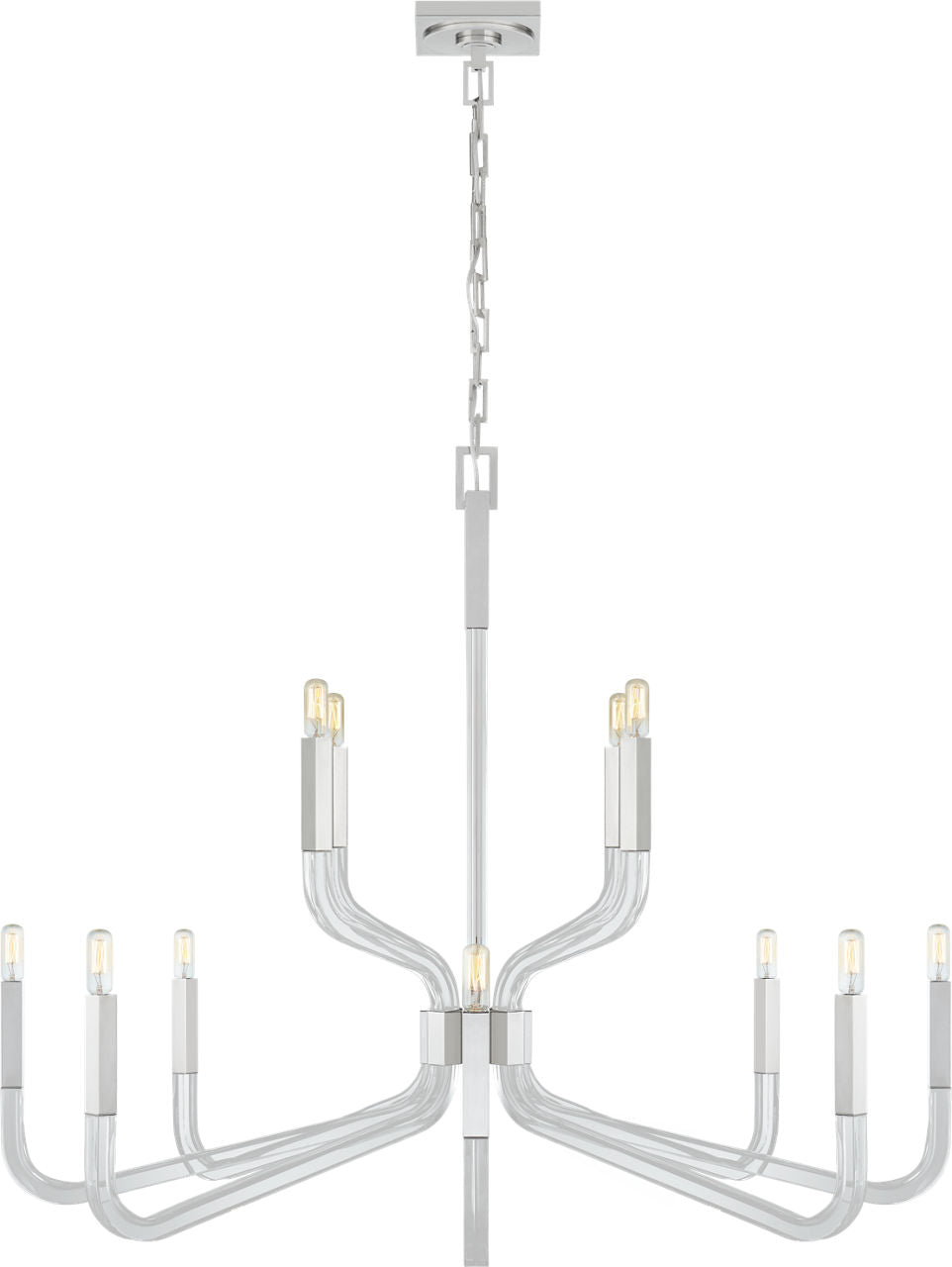 Reagan Grande Two Tier Chandelier | Polished Nickel and Crystal