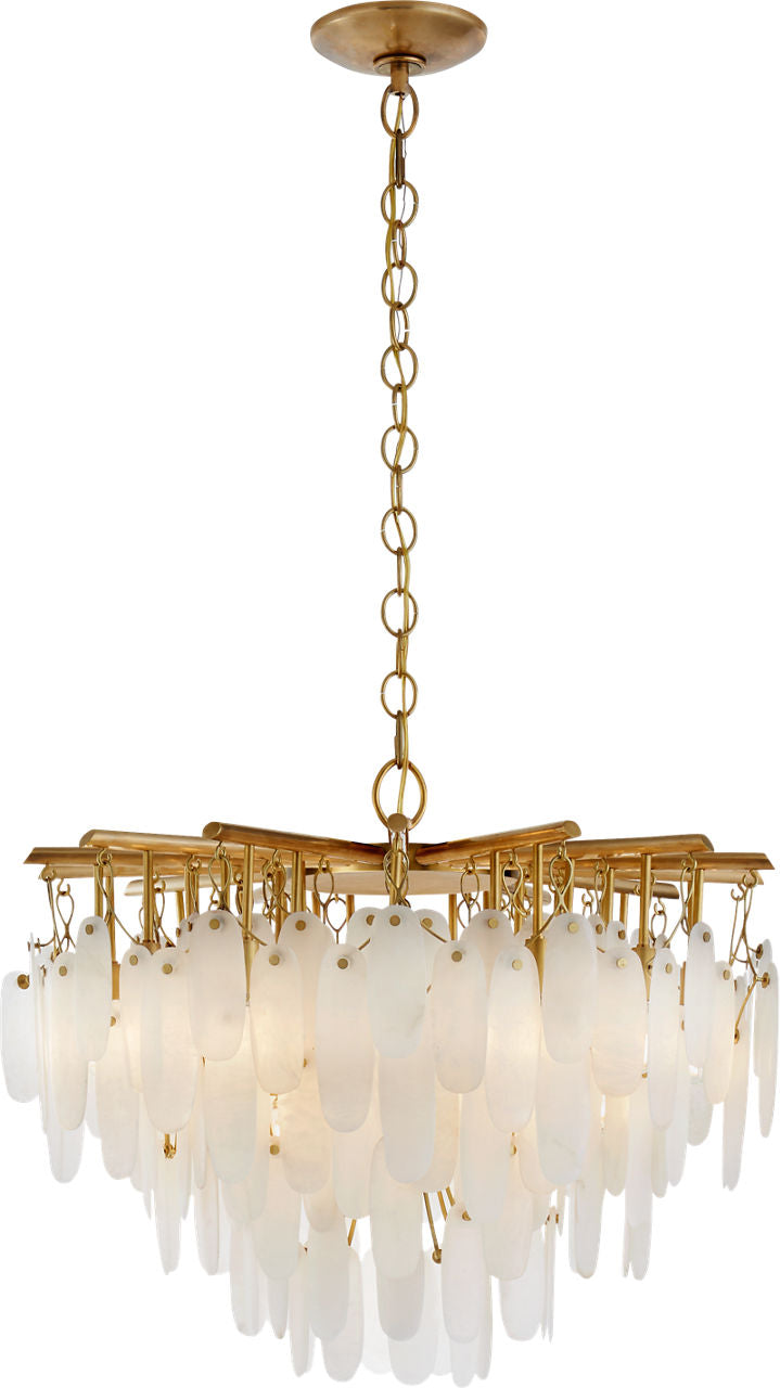 Cora Small Waterfall Chandelier | Antique-Burnished Brass | Alabaster