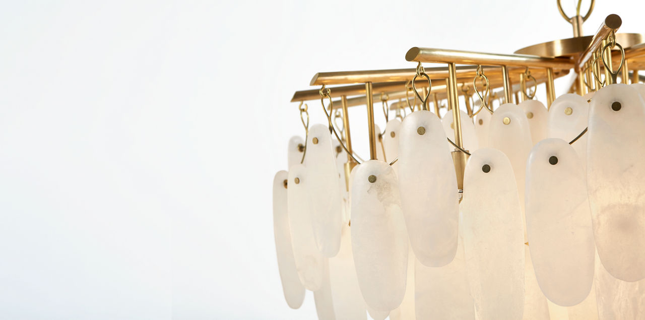 Cora Small Waterfall Chandelier | Antique-Burnished Brass | Alabaster