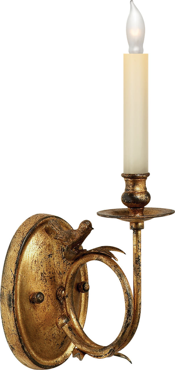 Perching Bird Sconce | Gilded Iron
