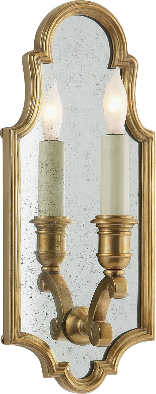 Sussex Small Framed Sconce | Antique-Burnished Brass | Antique Mirror