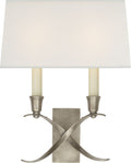 Cross Bouillotte Small Sconce | Antique Nickel | Linen Shade