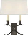 Cross Bouillotte Small Sconce | Bronze | Linen Shade