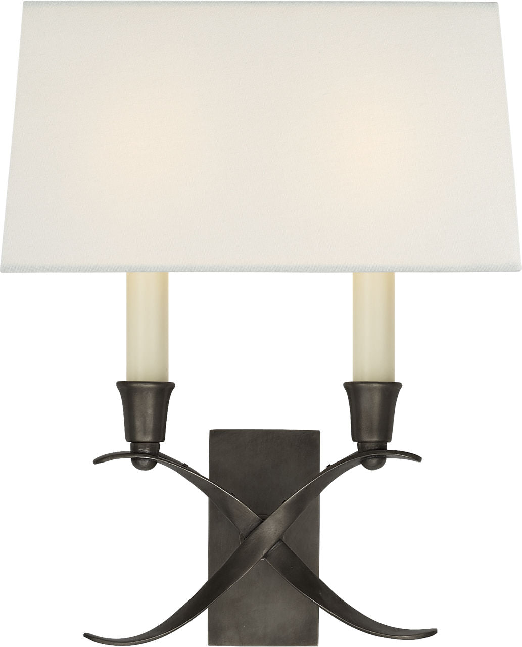Cross Bouillotte Small Sconce | Bronze | Linen Shade
