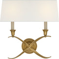 Cross Bouillotte Large Sconce | Antique-Burnished Brass | Linen Shade