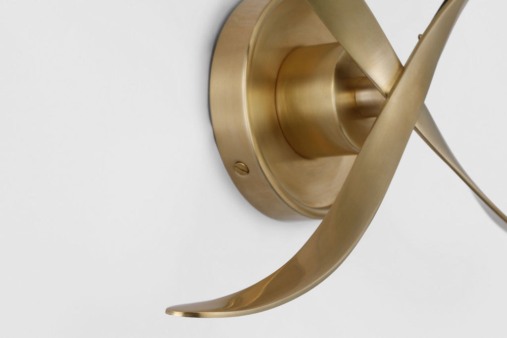 Cross Bouillotte Large Sconce | Antique-Burnished Brass | Linen Shade