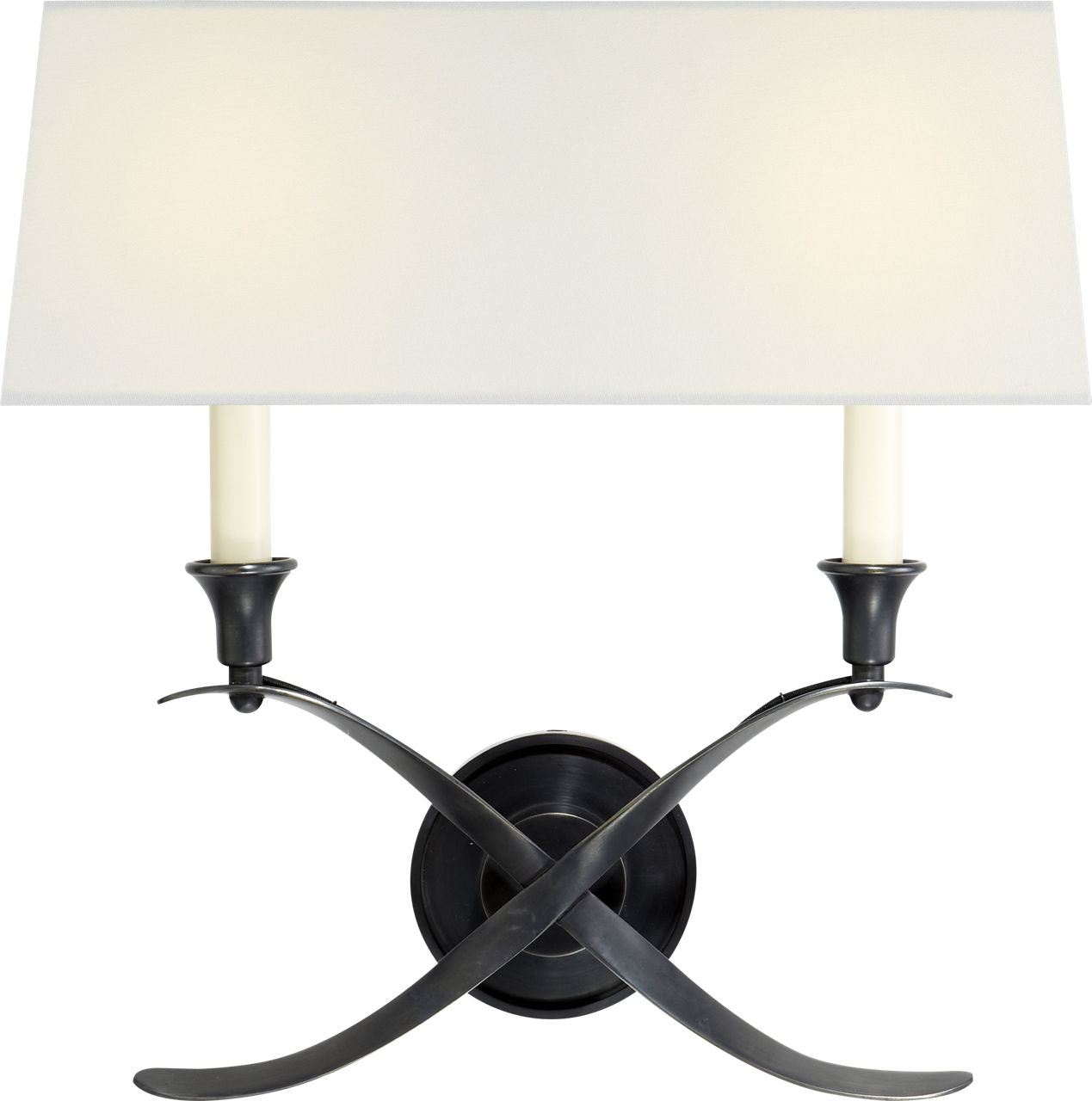 Cross Bouillotte Large Sconce | Bronze | Linen Shade