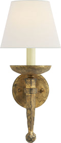 Iron Torch Sconce | Gilded Iron | Linen Shade
