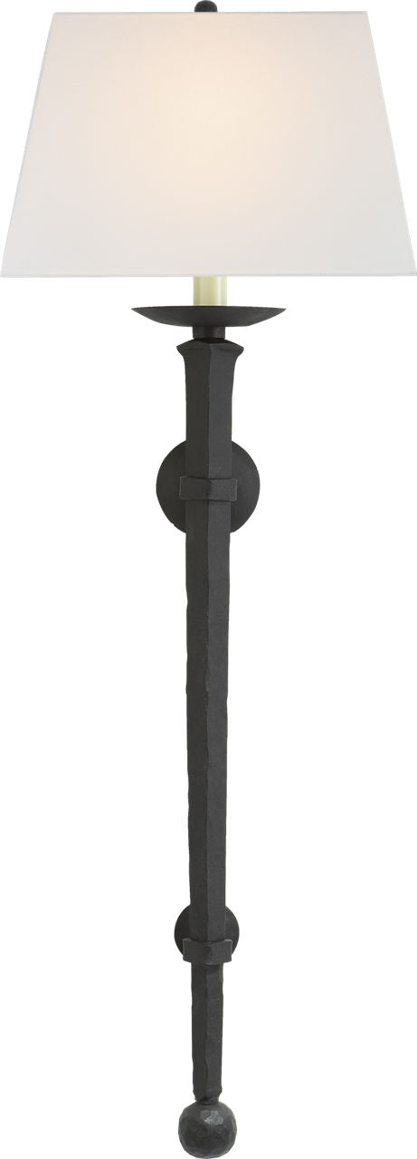 Long Iron Torch | Black Rust | Linen Shade