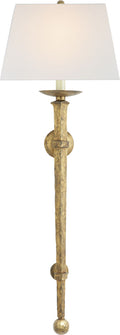 Long Iron Torch | Gilded Iron | Linen Shade