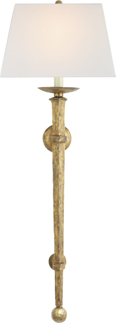 Long Iron Torch | Gilded Iron | Linen Shade