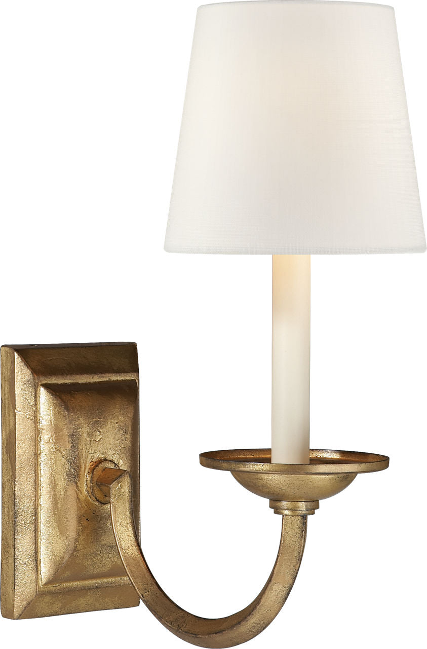 Flemish Single Sconce | Gilded Iron | Linen Shade