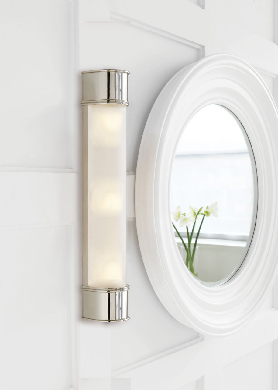 Oxford 24" Bath Sconce | Polished Nickel | Frosted Glass