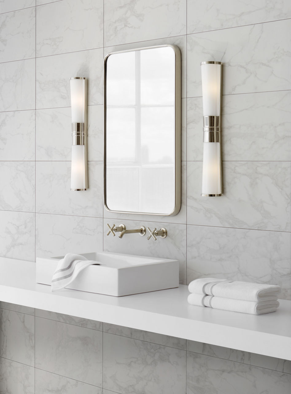 Carew Linear Sconce | Polished Nickel | White Glass