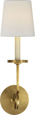 Symmetric Twist Single Sconce | Antique-Burnished Brass | Linen Shade